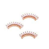 Messing connector met micro-paved kubieke zirconia's, plated, micro pave zirconia, gouden, 26x11mm, Verkocht door PC