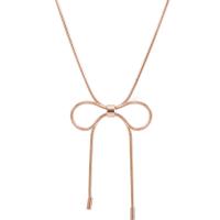 Collier d'acier titane, Noeud papillon, pour femme, couleur or rose, 45x30mm, Longueur 38 cm, Vendu par PC