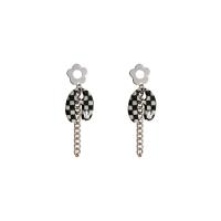 Boucles d'oreilles en alliage de zinc, avec Acrylique, fade et jamais plaqué de haute qualité, bijoux de mode & pour femme, blanc et noir, 55x17mm, Vendu par paire