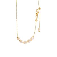 Collier de perles en plastique, laiton, avec Plastique ABS perle, Plaqué d'or, bijoux de mode & pour femme, doré, Longueur 52.4 cm, Vendu par PC