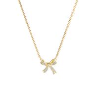 Collier d'acier titane, avec 2.17 chaînes de rallonge, Noeud papillon, Plaqué d'or, bijoux de mode & pour femme & avec zircone cubique, doré, 15mm, Longueur 43.6 cm, Vendu par PC