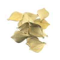 Messing Schmuck Anhänger, Blatt, originale Farbe, 24x36.60x0.60mm, ca. 100PCs/Tasche, verkauft von Tasche