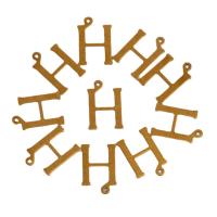 Messing hangers, Letter H, gouden, 15x10.50x0.60mm, Ca 100pC's/Bag, Verkocht door Bag