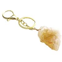 Key Chain, Naturlig Quartz, med Messing & Jern, guldfarve belagt, Unisex, flere farver til valg, 45-65mm, Solgt af PC