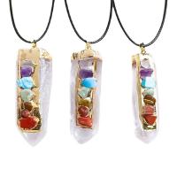 Edelsteen Hangers Sieraden, met Zinc Alloy, gold plated, mode sieraden, gemengde kleuren, 35-70mm, Verkocht door PC