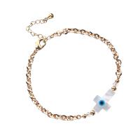 Evil Eye sieraden Armband, Messing, met Schelp, voor vrouw, gemengde kleuren, Lengte 18.3 cm, Verkocht door PC