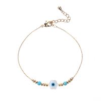 Bracelet Evil Eye bijoux, laiton, avec coquille, pour femme & émail, couleurs mélangées, Longueur 18.5 cm, Vendu par PC