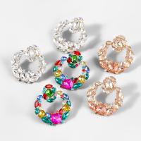 Rhinestone Ørering, Zinc Alloy, mode smykker & for kvinde & med rhinestone, flere farver til valg, 40x36mm, Solgt af par