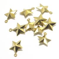 Colgantes de la joyería de cobre amarillo, metal, Estrella, Efecto 3D, color original, 15.20x19.10mm, aproximado 100PCs/Bolsa, Vendido por Bolsa