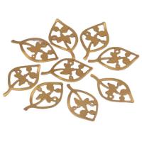 Messing Schmuck Verbinder, Blatt, 1/1-Schleife & hohl, goldfarben, 26.70x15x0.40mm, ca. 100PCs/Tasche, verkauft von Tasche