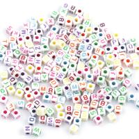 Alphabet Acrylic Beads Square DIY & enamel Sold By Bag