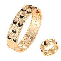 Gioielli Brass Set, braccialetto & anello dito, ottone, placcato, Micro spianare cubic zirconia & per la donna, nessuno, assenza di nichel,piombo&cadmio, 55x15mm, 20x10mm, Venduto da set