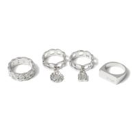 Sinc Alloy Ring Set, plátáilte, do bhean & le rhinestone, dathanna níos mó le haghaidh rogha, Díolta De réir Socraigh