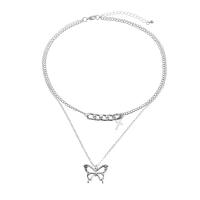 Collier de mode Multi couche, alliage de zinc, papillon, multicouche & pour femme, argent, 39cm,47cm, Vendu par PC