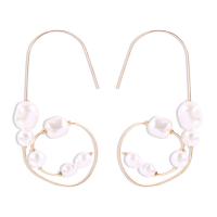 Zinc Alloy Oorbellen, met Plastic Pearl, voor vrouw, gouden, 42x63mm, Verkocht door pair