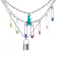 Collier de mode Multi couche, alliage de zinc, Placage, pour femme, couleurs mélangées, 36cm,49cm, Vendu par PC