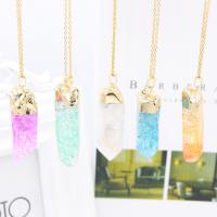 Collier de quartz, Cristal naturel, avec laiton, Placage de couleur d'or, unisexe, plus de couleurs à choisir, 70mm, Longueur Environ 18.9 pouce, Vendu par PC