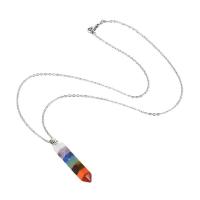 Natural Gemstone Necklace with Zinc Alloy silver color plated mixed colors Length 19.69 Inch Sold By PC