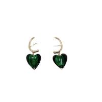 Lampwork Jewelry Earring with Brass Heart plated fashion jewelry & for woman 45mm Sold By Pair