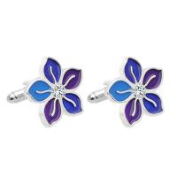 Manchetknapper, Zinc Alloy, Flower, platin farve forgyldt, for mennesket & emalje, 21x21mm, Solgt af par