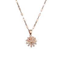 Collier d'acier titane, pavé de micro zircon & pour femme, doré, Longueur Environ 45 cm, Vendu par PC