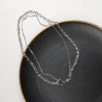 Zink Alloy Smycken Collier, plated, Dubbla lager & Unisex, silver, Längd Ca 45 cm, Säljs av PC