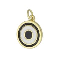 Brass Ékszer Medálok, Sárgaréz, Evil Eye, DIY & zománc, aranysárga, 12x14x1.50mm, 10PC/Lot, Által értékesített Lot