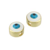 Fashion Evil Eye Jewelry Beads Brass gold color plated DIY & enamel golden Sold By Lot