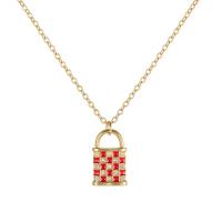 Cubic Zircon Micro Pave Brass Necklace with 2.76 extender chain gold color plated fashion jewelry & micro pave cubic zirconia & enamel Length 50 cm Sold By PC