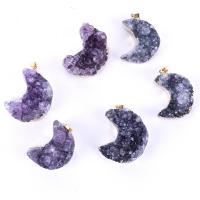 Natuurlijke Quartz Hangers, met Messing, Maan, gold plated, Druzy stijl & verschillende materialen voor de keuze & uniseks, meer kleuren voor de keuze, 25-40mm, Verkocht door PC