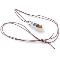 Gemstone smycken halsband, Clear Quartz, med läder sladd & Ädelsten, Oregelbunden, Unisex, blandade färger, 30-55mm, Längd Ca 17.72 inch, Säljs av PC