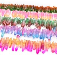 Perles Quartz teint naturel, quartz clair, Irrégulière, facettes & deux tons, plus de couleurs à choisir, 8-10mmx20-30mm, Environ 60PC/brin, Vendu par brin