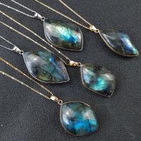 Labradorite Pendentif, avec laiton, Placage, unisexe, plus de couleurs à choisir, 35-50mmx8-10mm, Vendu par PC