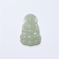 jade Pendentif, Guanyin, gravé, vert, 40.50x25.20x5.80mm, Vendu par PC