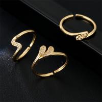 Brass Cuff Finger Ring gold color plated Adjustable & micro pave cubic zirconia & for woman Approx 1.5mm Sold By PC