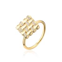 Messing Manchet Finger Ring, gold plated, Verstelbare & micro pave zirconia & voor vrouw, 18mm, Gat:Ca 1.5mm, Verkocht door PC