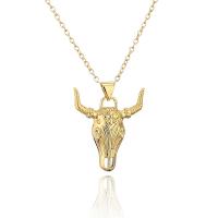 Messing halskettingen, Stier, gold plated, voor vrouw, 22x25mm, Lengte Ca 17.71 inch, Verkocht door PC