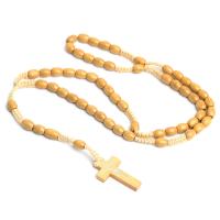 Rosary karoliai, Mediena, Kirsti, poliruotas, unisex, daugiau spalvų pasirinkimas, 1.0*0.7mm,4.2*2.5cm, Ilgis Apytiksliai 31.5 Inch, Pardavė PC