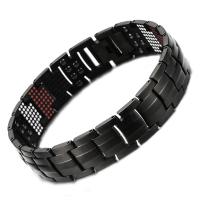 Pulsera de Acero Inoxidable, acero inoxidable 304, para hombre, Negro, 15mm, longitud aproximado 8.27 Inch, Vendido por UD