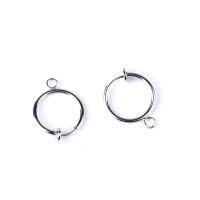 Titanium Steel Miklós Hoop fülbevaló megállapítás, ezüst színű bevonattal, DIY, ezüst, 15mm, Által értékesített PC