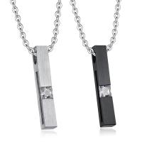 Collier de bijoux en acier inoxydable, rectangle, Placage, styles différents pour le choix & avec strass, plus de couleurs à choisir, 5x33mm, Longueur 21.65 pouce, Vendu par PC