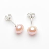 Boucles d'oreilles en perles d'eau douce, perle d'eau douce cultivée, argent pur puce boucle d'oreille, normes différentes pour le choix & pour femme, plus de couleurs à choisir, Vendu par paire