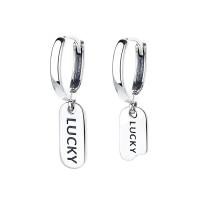 Boucles d'oreilles asymétriques, Argent sterling 925, avec le motif de lettre & pour femme, argent, 12x24mm, Vendu par paire