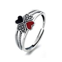 Sterling Silver Jewelry Finger Ring, 925 sterline d'argento, Regolabile & per la donna & smalto, argento, Venduto da PC