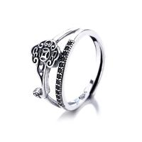 Sterling Silver smycken finger ring, 925 sterling silver, Justerbar & micro bana cubic zirconia & för kvinna, silver, Säljs av PC