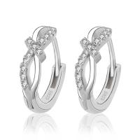 925 Sterling Silver Huggie Hoop Earring plated micro pave cubic zirconia & for woman Sold By Pair