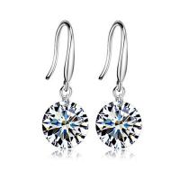 Zircon cubique ( CZ ) Boucles d'oreilles pendantes, Argent sterling 925, avec zircon cubique, poisson, Placage de couleur platine, normes différentes pour le choix & pour femme, plus de couleurs à choisir, Vendu par paire