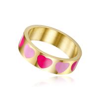 Emaille roestvrij staal vinger ring, Hart, gold plated, glazuur, meer kleuren voor de keuze, 6mm, Verkocht door PC