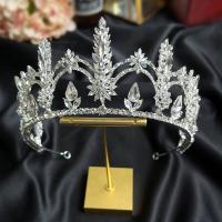 Tiara's, Zinc Alloy, met Kristal, silver plated, met strass, nikkel, lood en cadmium vrij, 140x70mm, Verkocht door PC