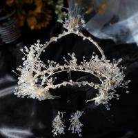 Crystal Papuošalų komplektai, Plaukų juosta & auskaras, Cinko lydinys, su Krištolas, nuotakos & su Kalnų krištolas, nikelio, švino ir kadmio nemokamai, 16CM ; 6.5CM, Pardavė nustatyti